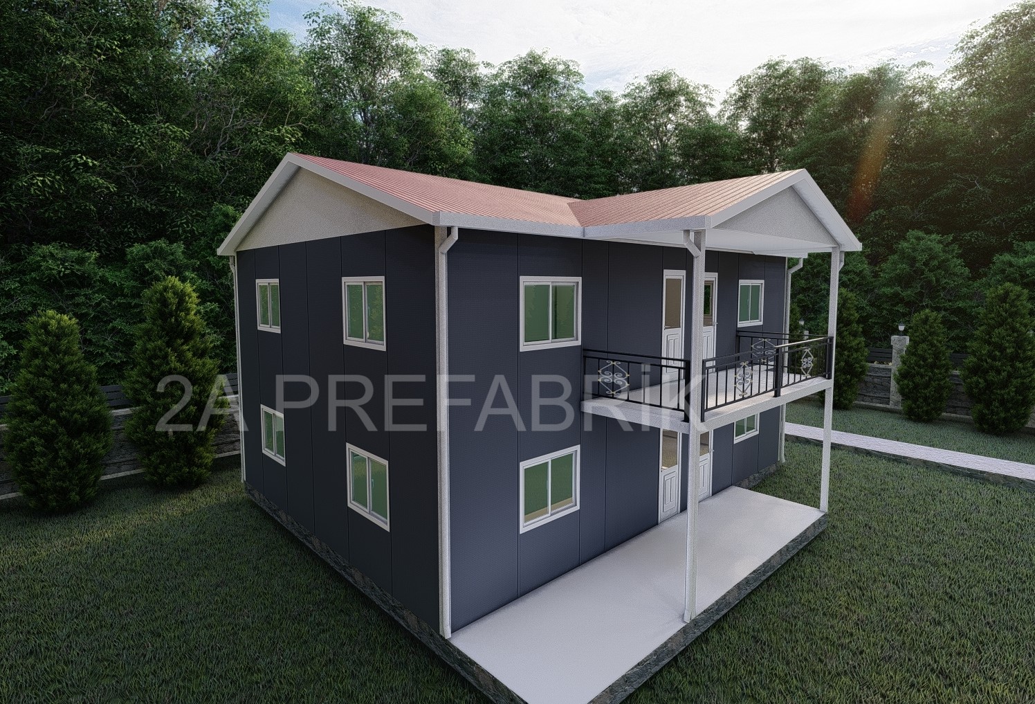 173m² İki Katlı Prefabrik Ev  