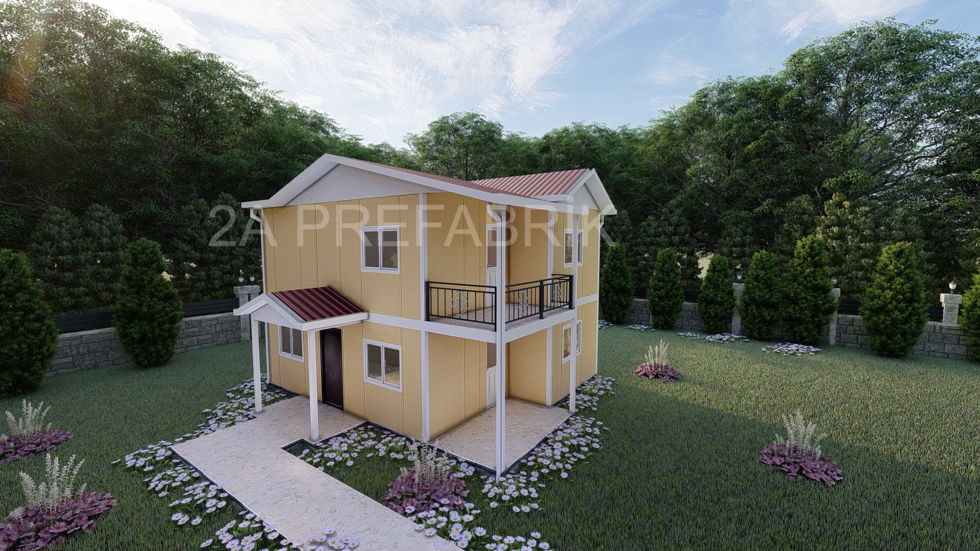 93m² İki Katlı Prefabrik Ev 